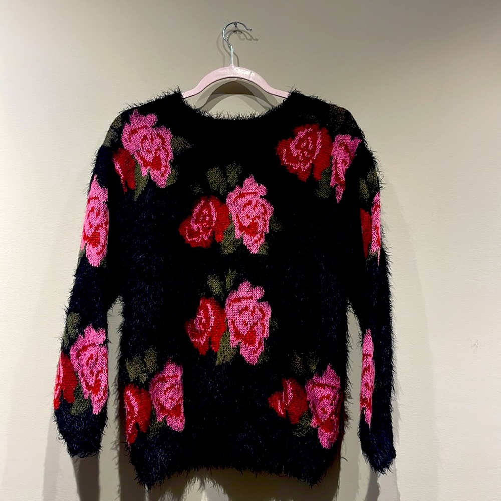 Cotton Emporium Fuzzy Rose Sweater